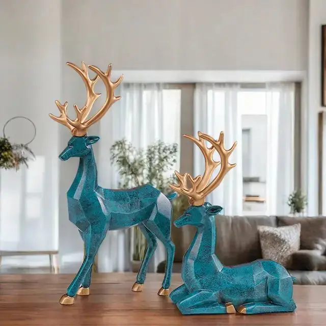 Deer Couple Figurine Contemporary Resin Art Decor - Image 7