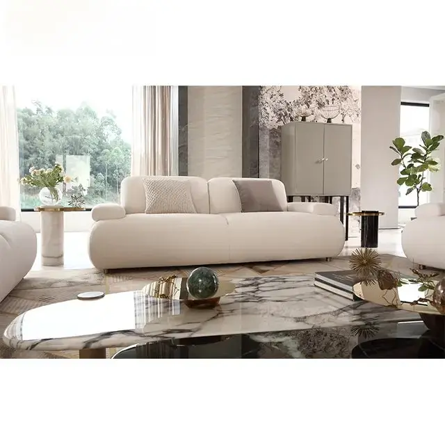 Ralph White Luxurious Velvet leather Sofa: Elegant 5-Seater Living Room Set - Image 5
