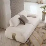 Ralph White Luxurious Velvet leather Sofa: Elegant 5-Seater Living Room Set