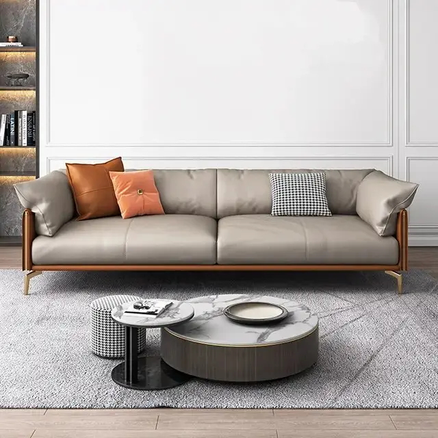 1000073982.jpg Chile Sofa Set for Living Room | 5 Seater Sofa, Sofa Set - Napper (PU leather, Omega Brown and Grey) - Image 1