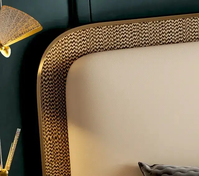 Bellagio Contemporary Leatherette Upholstered Bed and pair of bedside tables - Image 3