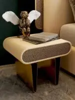 Bellagio Contemporary Leatherette Upholstered Bed and pair of bedside tables - Image 4