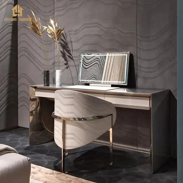 1000075386.jpg Modern luxury Champagne Gold Metal and Cream Leatherette Dining Chairs - Image 1