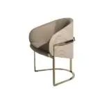 Modern luxury Champagne Gold Metal and Cream Leatherette Dining Chairs - Image 3