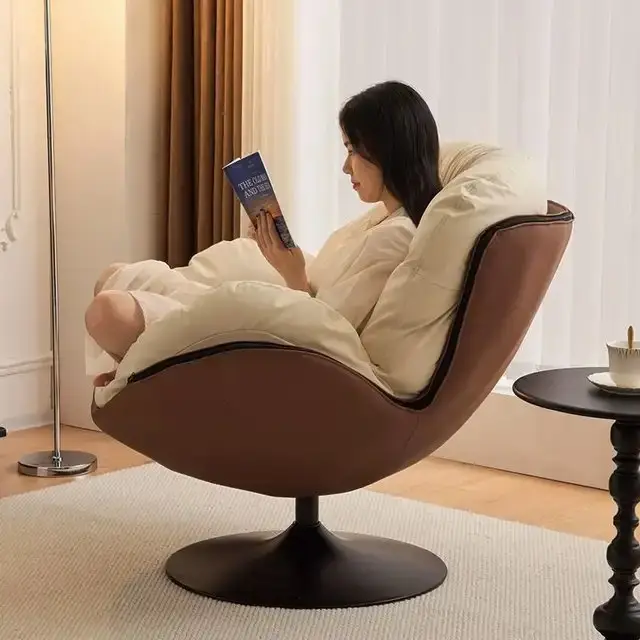LuxePlush Contemporary Accent Chair leatherette upholstered Brown - Fashionable Single Chair for Hotel Lobby - Image 3