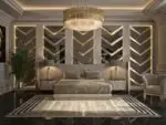 Chorus Premium Velvet Upholstered Bed and pair of bedside tables for villa - Image 5