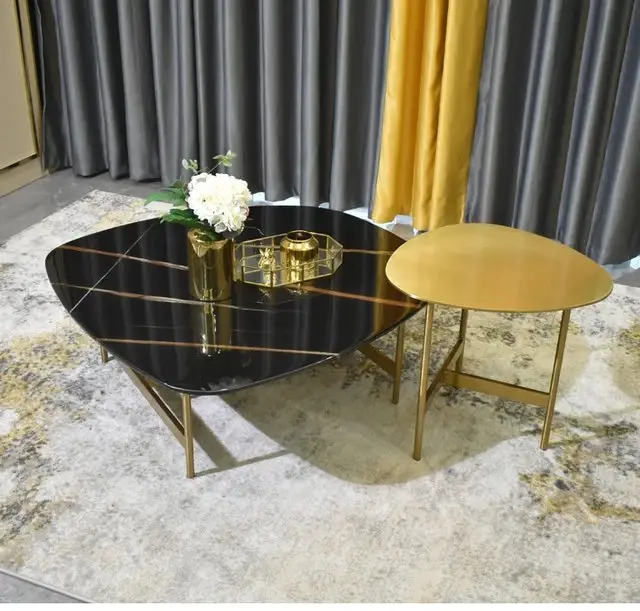 Rochelle Modern Style Italian Marble Top and Gold Finish Coffee Table - Image 5