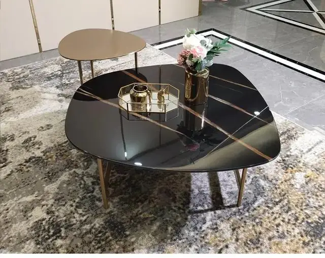 1000076912.jpg Rochelle Modern Style Italian Marble Top and Gold Finish Coffee Table - Image 1