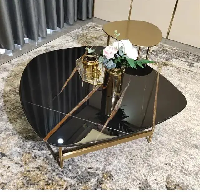 Rochelle Modern Style Italian Marble Top and Gold Finish Coffee Table - Image 3