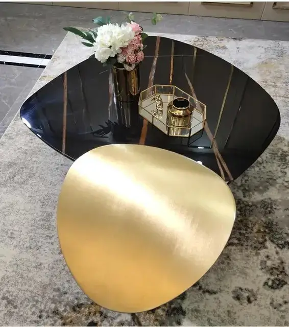 Rochelle Modern Style Italian Marble Top and Gold Finish Coffee Table - Image 2