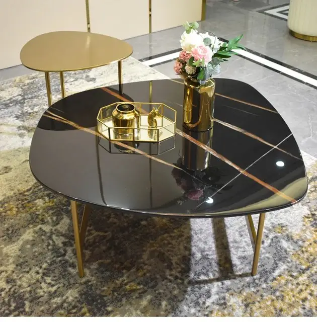 Rochelle Modern Style Italian Marble Top and Gold Finish Coffee Table - Image 4