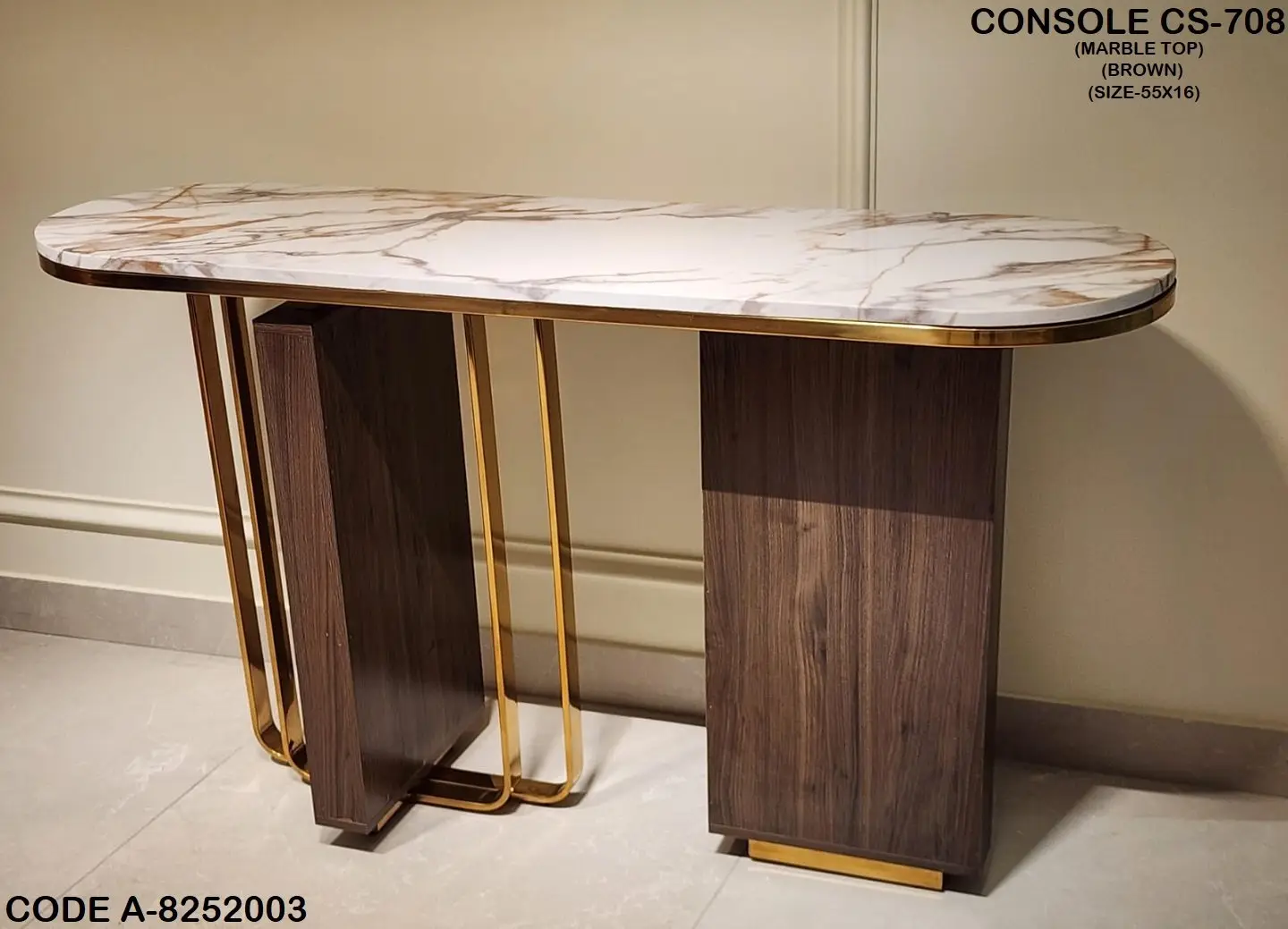 Casablanca Modern Gold-Finish Console Table - Sleek and Stylish - Image 5
