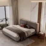 Supples Contemporary Minimalist style leatherette Upholstered King Size Bed - Image 2