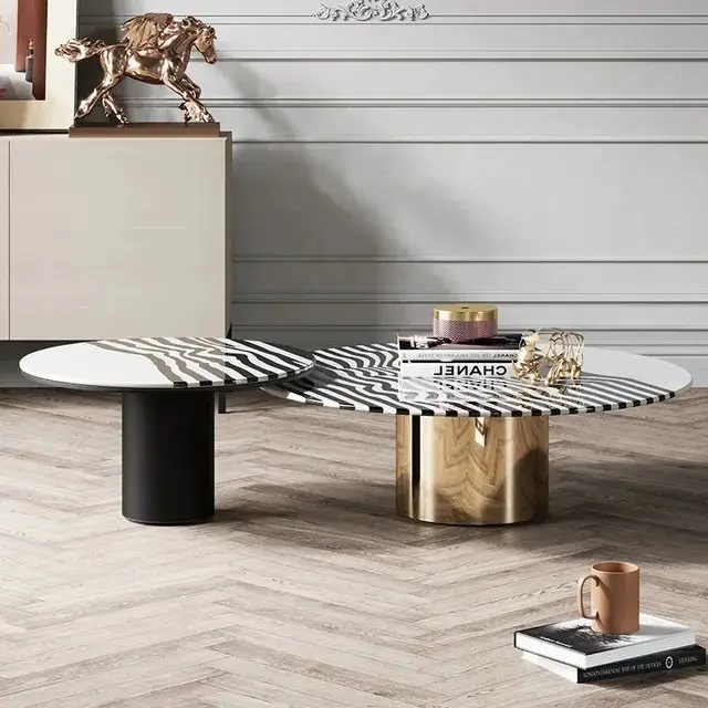 1000075516.jpg Alex Modern Design Round shape marble top luxury Coffee Table - Image 1