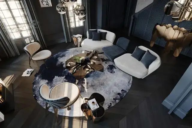 Wave finish minimalist style coffee table for hotel lobby - Image 4