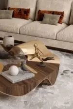 Wave finish minimalist style coffee table for hotel lobby - Image 5