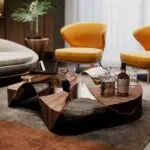 Wave finish minimalist style coffee table for hotel lobby