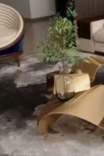 Wave finish minimalist style coffee table for hotel lobby - Image 3