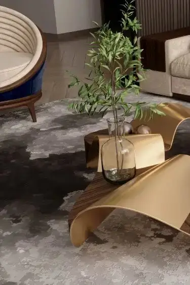 Wave finish minimalist style coffee table for hotel lobby - Image 3