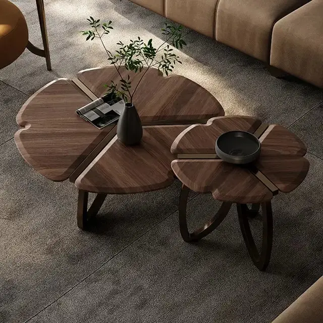 Cresenthem- Discover the Elegance: Flower Shaped Nesting Coffee Table Set - Image 6