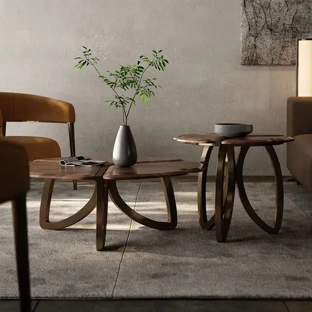Cresenthem- Discover the Elegance: Flower Shaped Nesting Coffee Table Set - Image 4