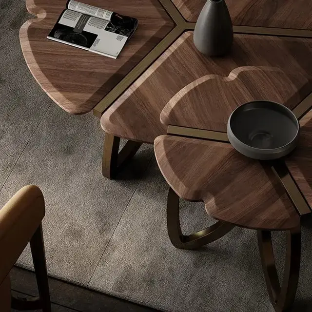Cresenthem- Discover the Elegance: Flower Shaped Nesting Coffee Table Set - Image 5