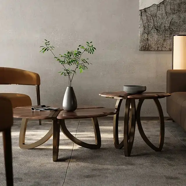 Cresenthem- Discover the Elegance: Flower Shaped Nesting Coffee Table Set - Image 3