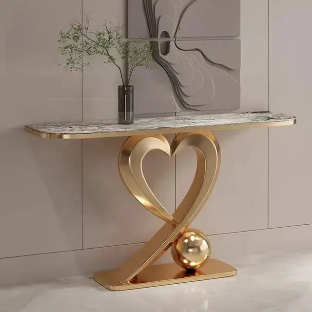 Fresca Stunning Stainless Steel Console Table with Heart-Shaped Base - Image 5