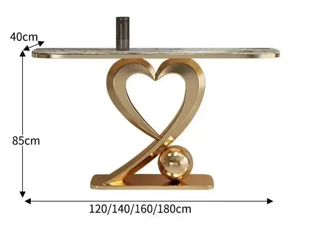 Fresca Stunning Stainless Steel Console Table with Heart-Shaped Base - Image 2