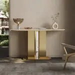 Sodexo Console Table Modern Maximalist Design Gold Finish Marble Top Console Table