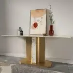 Sodexo Console Table Modern Maximalist Design Gold Finish Marble Top Console Table - Image 5
