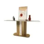 Sodexo Console Table Modern Maximalist Design Gold Finish Marble Top Console Table - Image 6