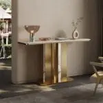 Sodexo Console Table Modern Maximalist Design Gold Finish Marble Top Console Table - Image 3