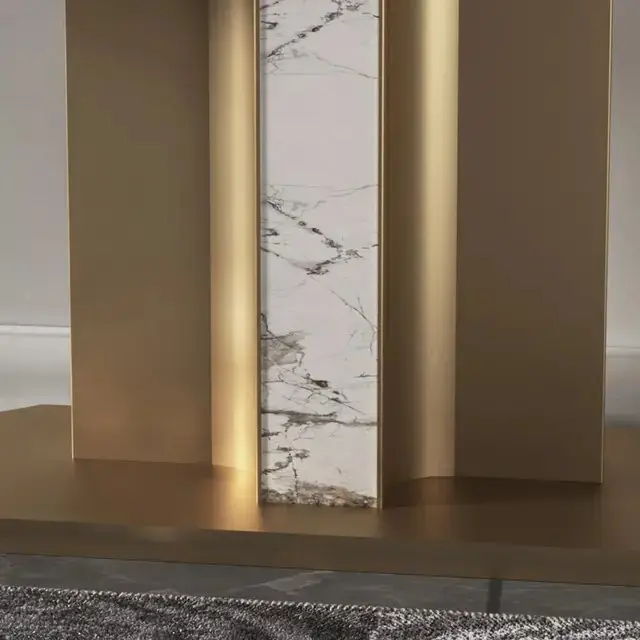 Sodexo Console Table Modern Maximalist Design Gold Finish Marble Top Console Table - Image 2