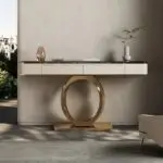Beige and Gold Marble Console Table with French Designer Look - Image 3