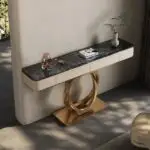 Beige and Gold Marble Console Table with French Designer Look - Image 4