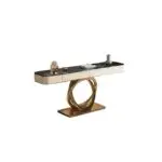Beige and Gold Marble Console Table with French Designer Look - Image 2