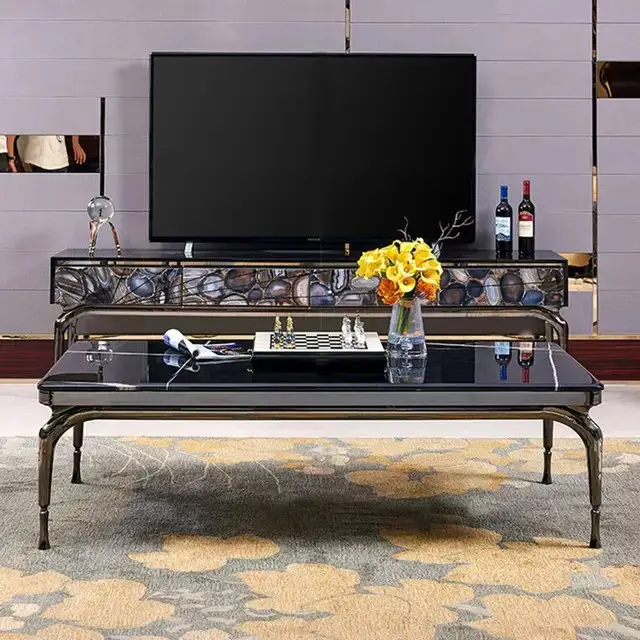 Luxury french classic style Living room console table Marble Metal base entry table - Image 4