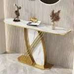 Oval Modern Design Console Table - Luxury Marble Top & Stainless Steel Frame - Image 6