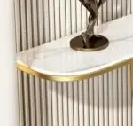 Oval Modern Design Console Table - Luxury Marble Top & Stainless Steel Frame - Image 2