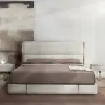 B-Bollant Beige Contemporary Minimalist style Velvet Upholstered King Size Bed - Image 6
