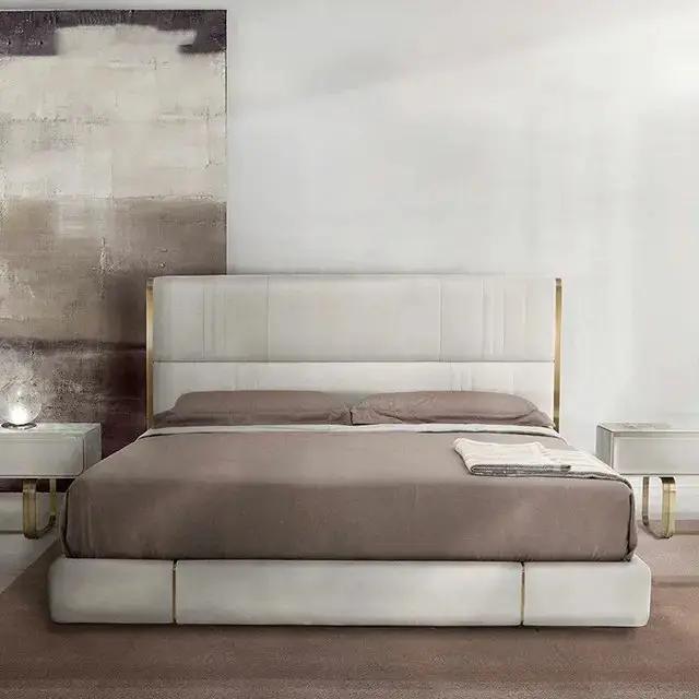B-Bollant Beige Contemporary Minimalist style Velvet Upholstered King Size Bed - Image 6
