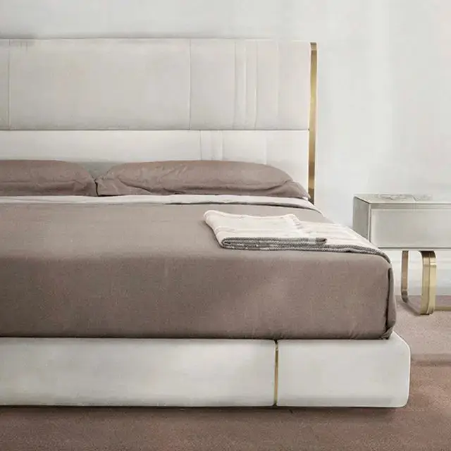 B-Bollant Beige Contemporary Minimalist style Velvet Upholstered King Size Bed - Image 5