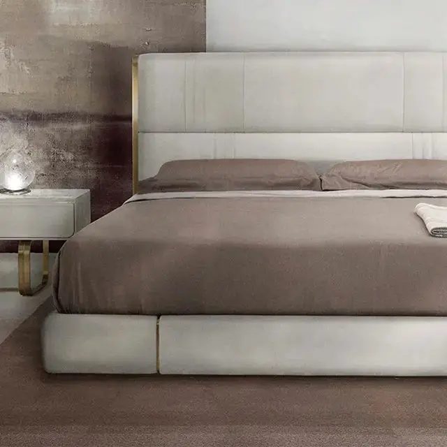 B-Bollant Beige Contemporary Minimalist style Velvet Upholstered King Size Bed - Image 4