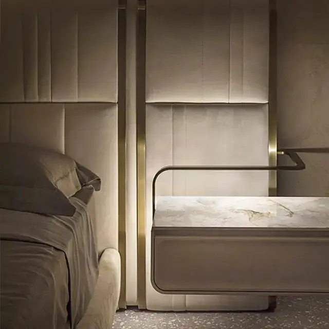 B-Bollant Beige Contemporary Minimalist style Velvet Upholstered King Size Bed Option 2 - Image 6