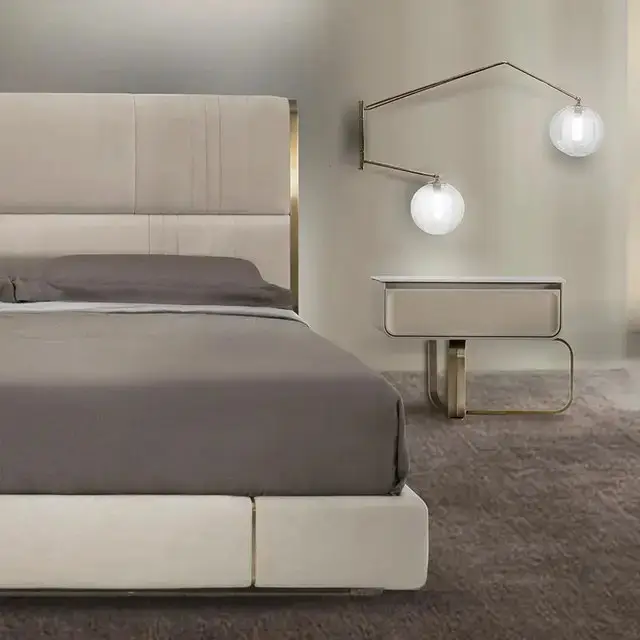 B-Bollant Beige Contemporary Minimalist style Velvet Upholstered King Size Bed - Image 3