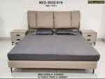 Luxora Beige King Size Bed - Contemporary Minimalist Velvet Upholstered Bed with Bedside Tables