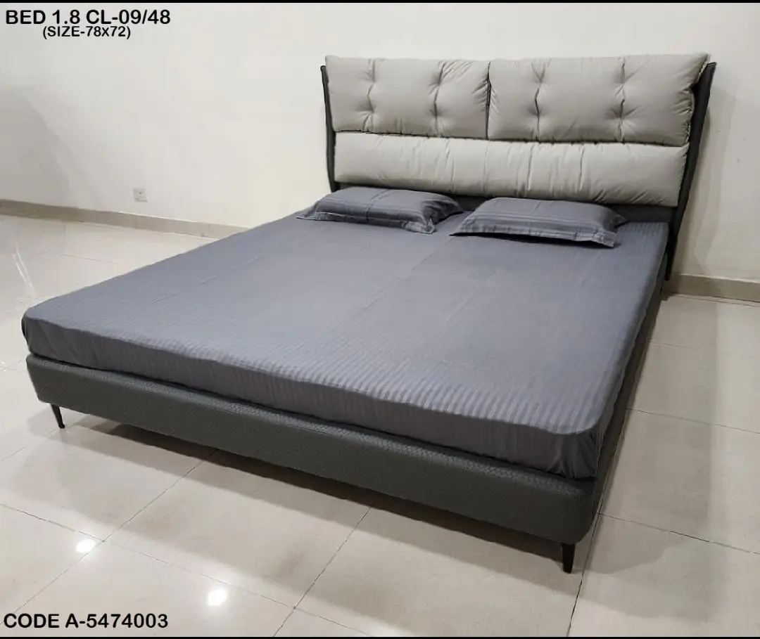 1000124431.jpg Symbiosis Brown Contemporary Minimalist style Velvet Upholstered King Size Bed with bedside tables - Image 1