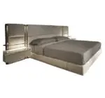 B-Bollant Beige Contemporary Minimalist style Velvet Upholstered King Size Bed Option 2 - Image 3