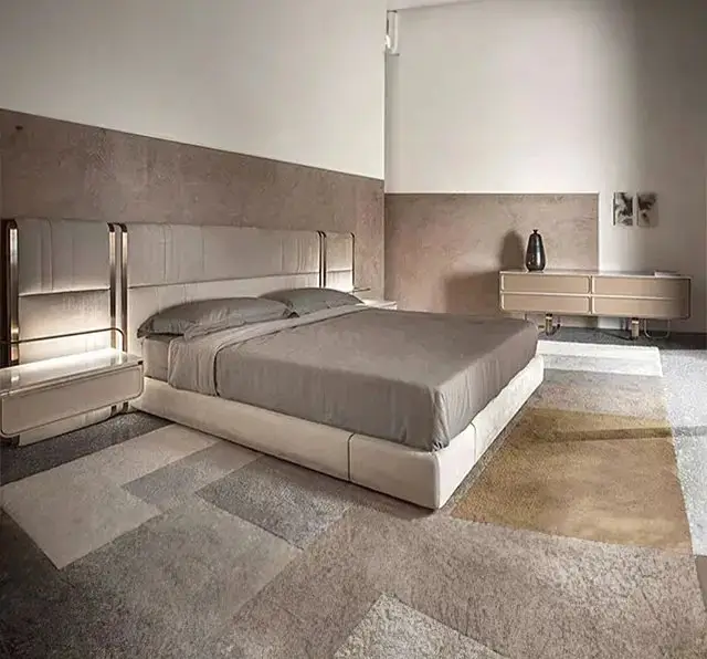 B-Bollant Beige Contemporary Minimalist style Velvet Upholstered King Size Bed Option 2 - Image 5